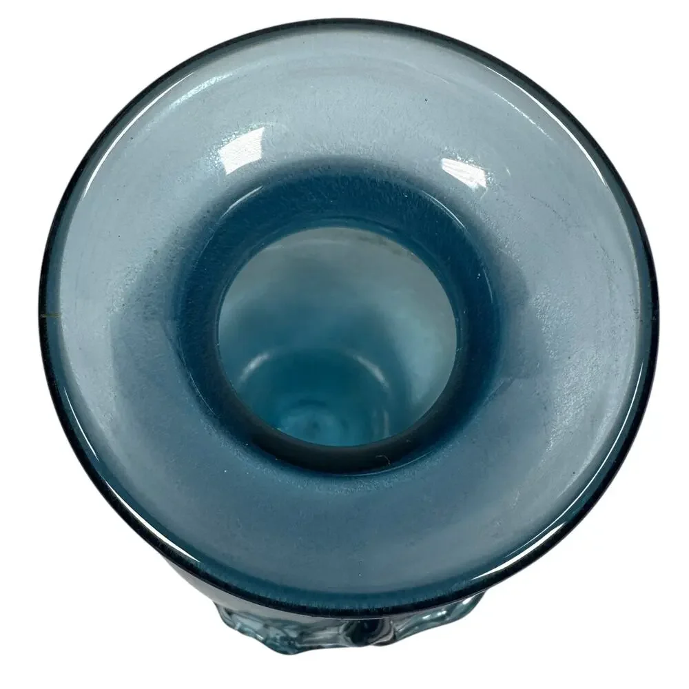 Vintage Buzz Williams Signed Art Glass Hand Blown Vase Blue Subtle Mottled‎ 1983